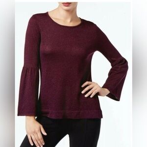 Calvin Klein Women's Metallic Bell Sleeve Sweater Large